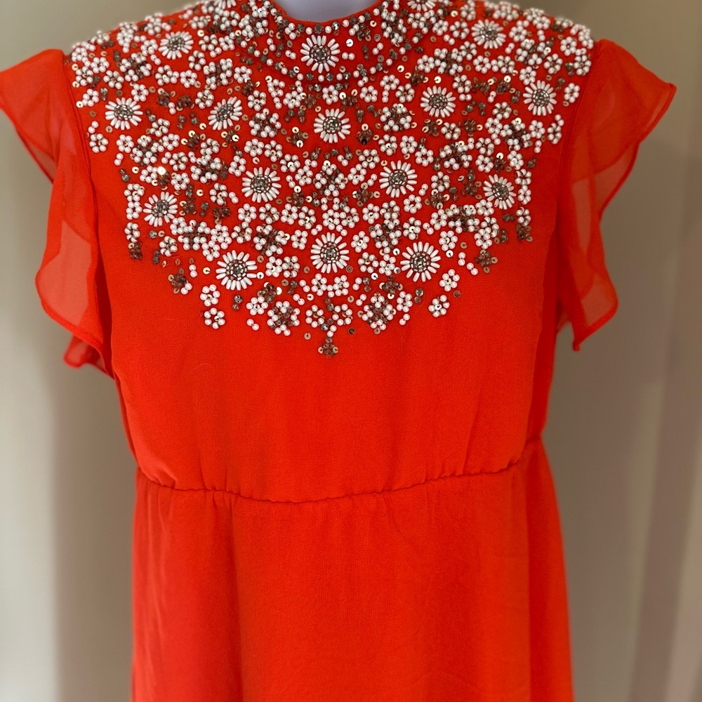 ASOS Red Floral Embellished Midi Dress